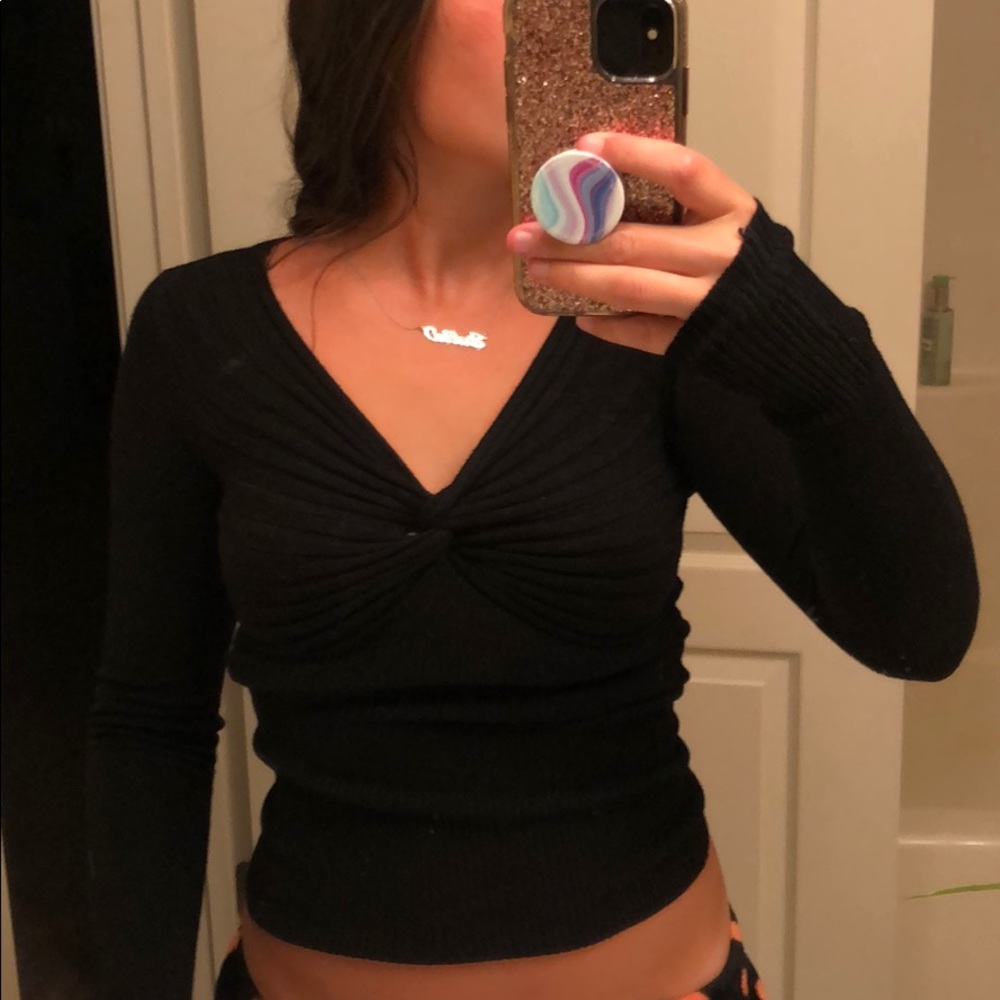 Candies twisted tie shirt in black xs